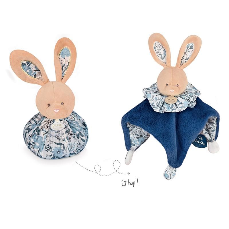  - les petits fûtés - ball comforter blue rabbit 25 cm 